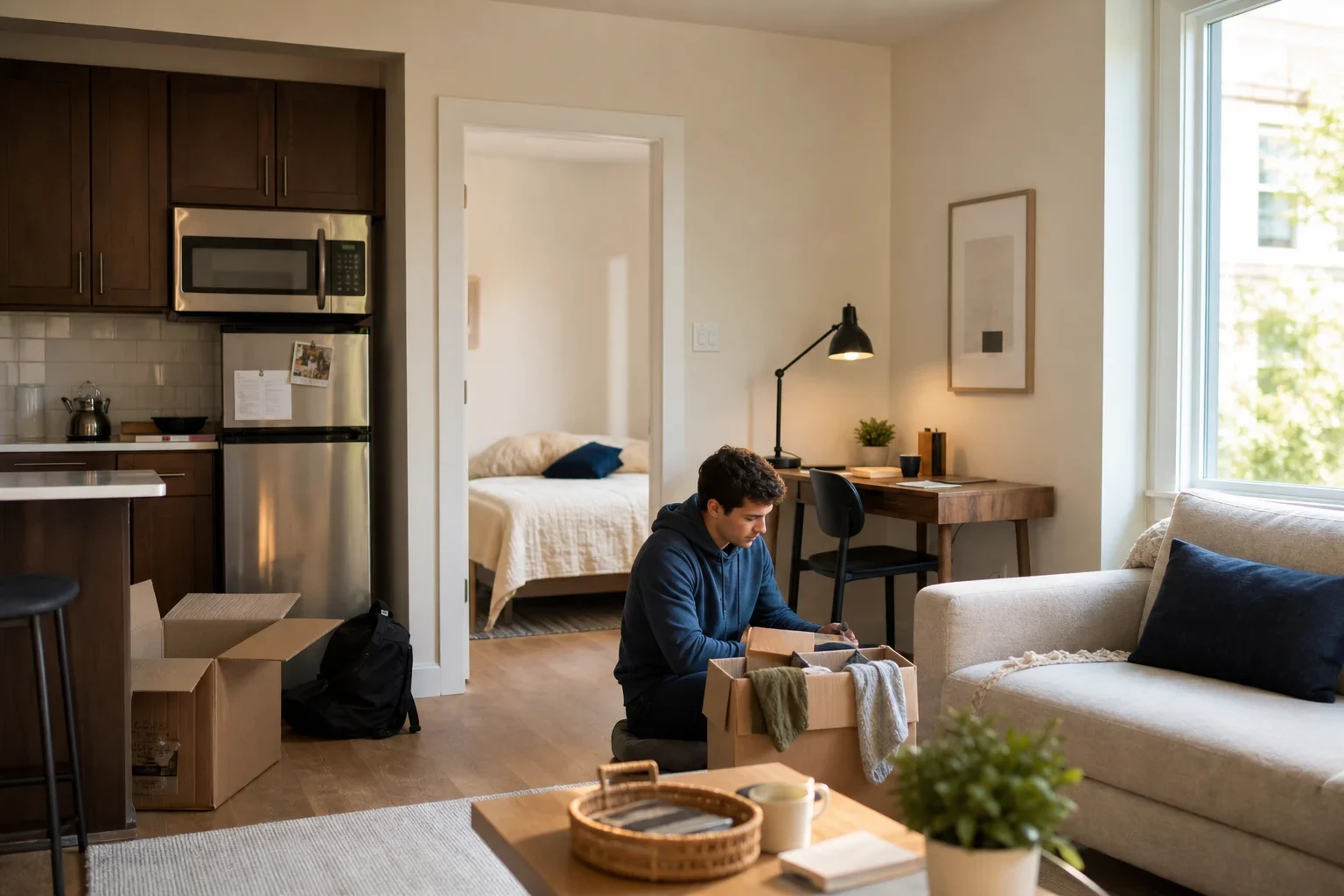 Editorial illustration for The College Off Campus Apartment Checklist for First-Time Movers