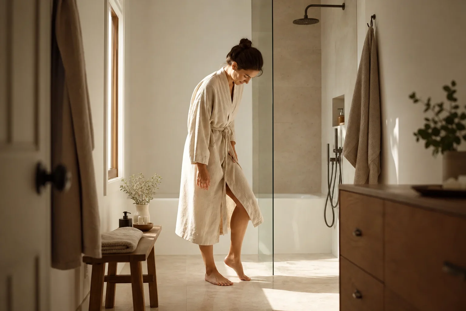 Do I need a bath mat right away? Illustration of Do I need a bath mat right away?
