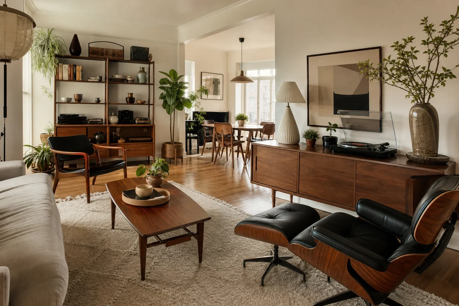 Editorial illustration for Vintage vs. Reproduction Mid-Century Modern Furniture: A Buying Filter for Your First Place
