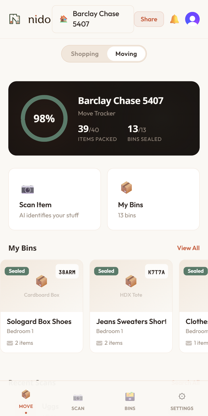 Item scanner on a phone